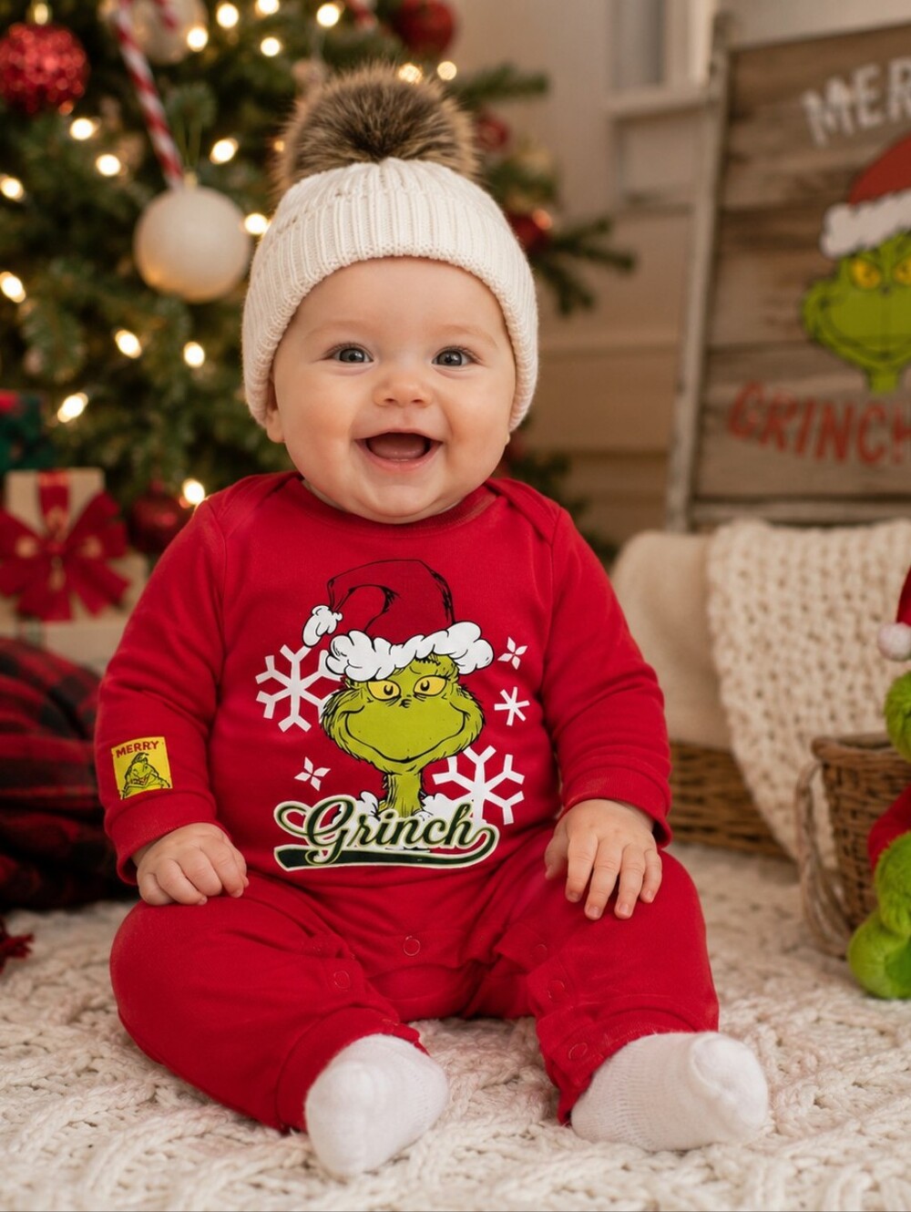 TitleThe Grinch Dr. Seuss Christmas Red Baby Romper 3-6M